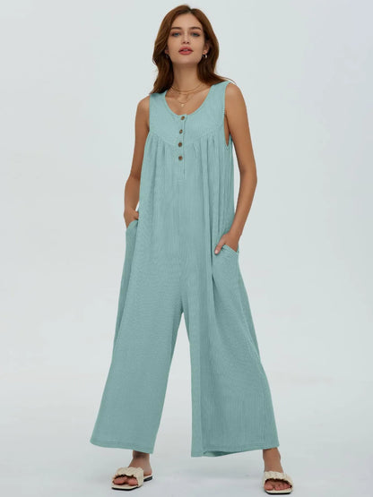 Hazel Blues® |  Sleeveless Wide Leg Jumpsuit