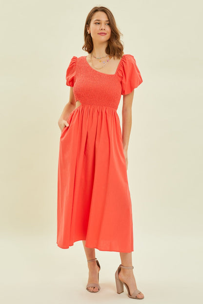 Hazel Blues® |  HEYSON Smocked Cutout Midi Dress