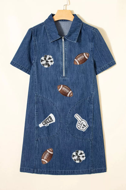 Blue Jean Baby Dress | Denim Sequin Patchwork Dress