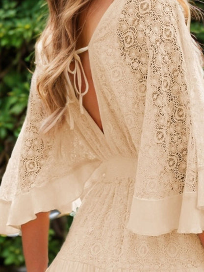 Hazel Blues® |  Lace Cutout Half Sleeve Mini Dress