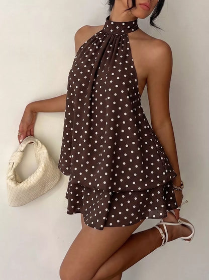 Hazel Blues® |  Polka Dot Halter Neck Mini Dress