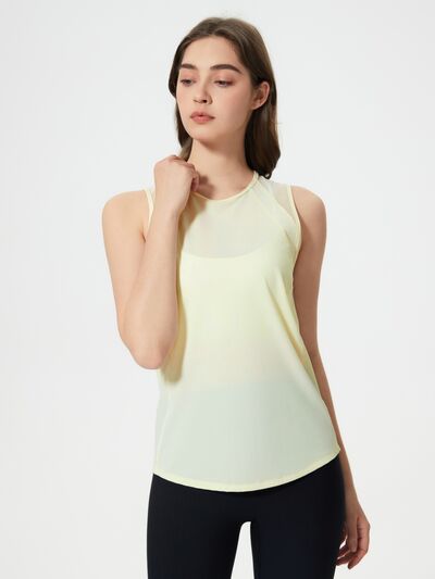 Hazel Blues® |  Millennia Cutout Back Round Neck Active Tank