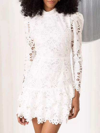 Hazel Blues® |  Lace Mock Neck Long Sleeve Mini Dress