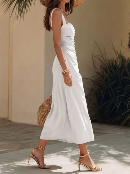 Hazel Blues® |  Ruched Sweetheart Neck Midi Dress