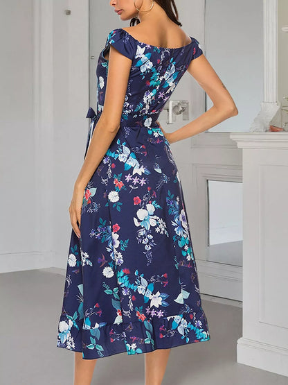 Hazel Blues® |  Floral Print Off Shoulder Midi Dress