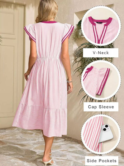 Ruffle Romance Dress | Ruffle Striped Dress