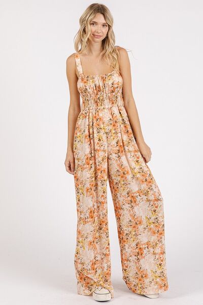 Hazel Blues® |  Mittoshop Flower Print Gathered Bust Sleeveless Jumpsuit