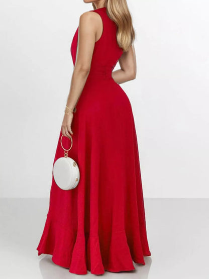 Hazel Blues® | Ruffled High-Low Maxi Dress