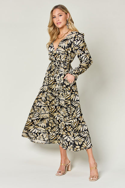 Hazel Blues® |  Double Take Tie Back Flounce Sleeve Dress