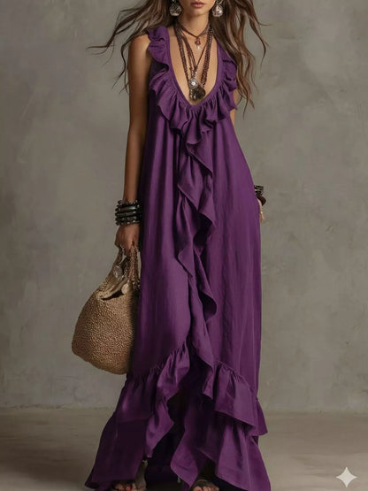 Hazel Blues® |  Ruffled Sleeveless Maxi Dress