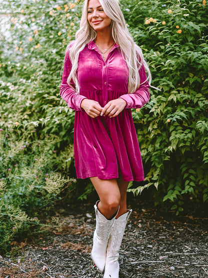 Hazel Blues® |  Collared Neck Buttoned Mini Dress
