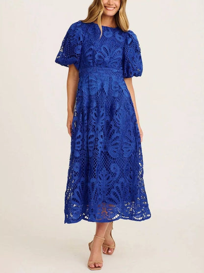 Hazel Blues® |  Lace Puff Sleeve Midi Dress