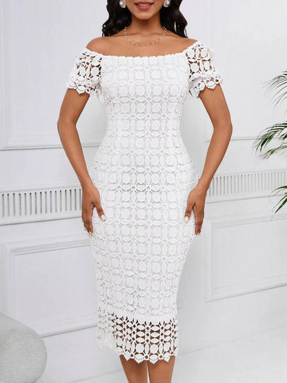 Hazel Blues® |  Lace Short Sleeve Midi Dress
