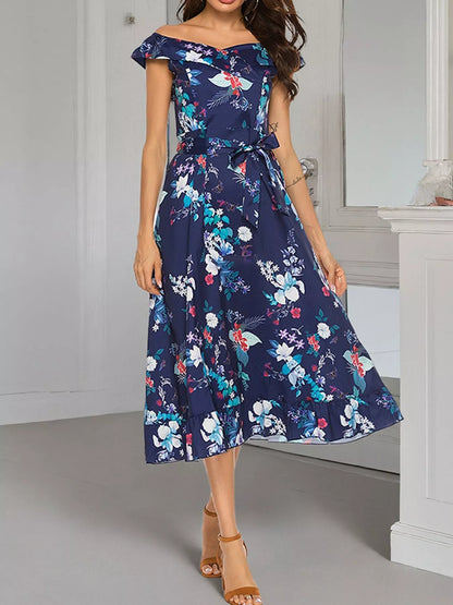 Hazel Blues® |  Floral Print Off Shoulder Midi Dress