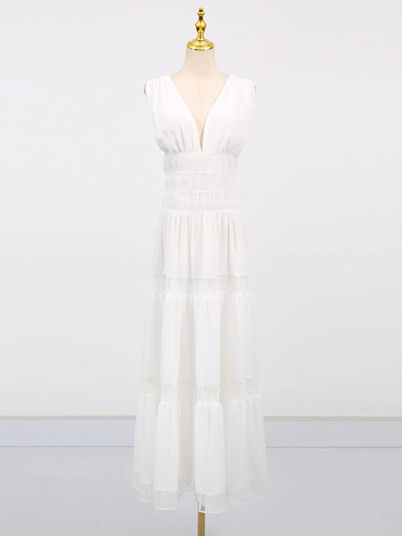 Hazel Blues® |  Tiered V-Neck Sleeveless Maxi Dress