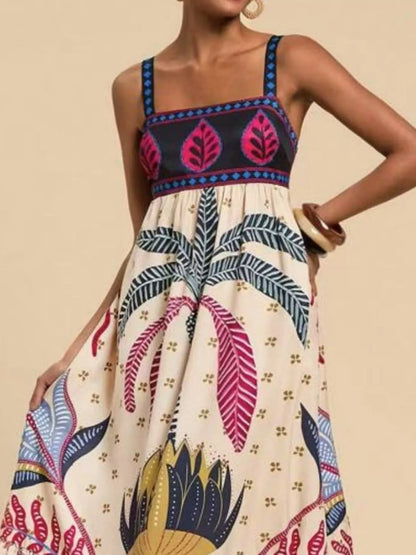 Hazel Blues® |  Printed Square Neck Maxi Dress
