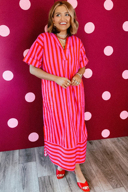 Hazel Blues® |  Stripe Right Dress | V-Neck Dress