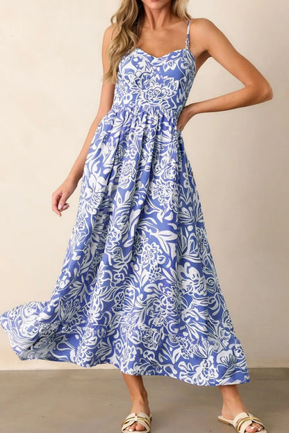 Hazel Blues® |  Floral Print Spaghetti Strap High Waist Dress