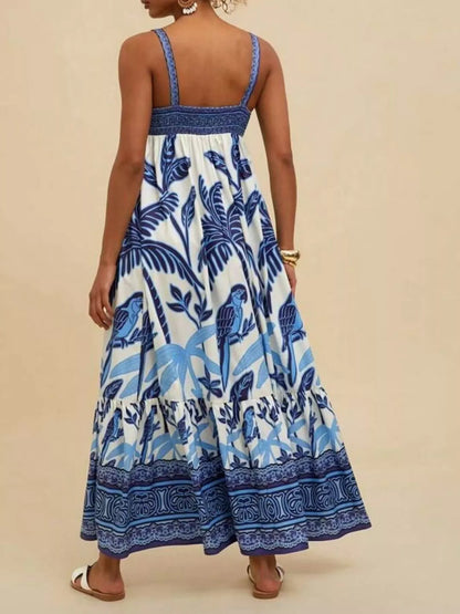 Hazel Blues® |  Printed Square Neck Maxi Dress