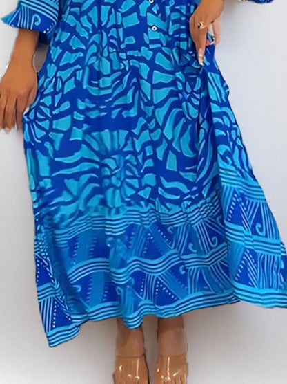 Hazel Blues® |  Printed Button Front Midi Dress