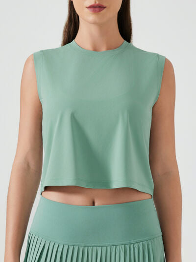 Hazel Blues® |  Millennia Round Neck Cropped Active Tank