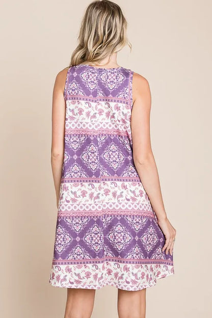 Hazel Blues® |  BOMBOM Bohemian Print Sleeveless Dress