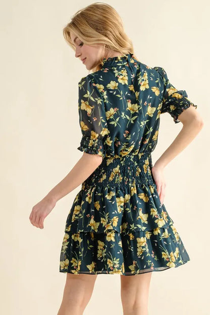 Hazel Blues® |  And The Why Floral Print Smocked Waist Mini Dress