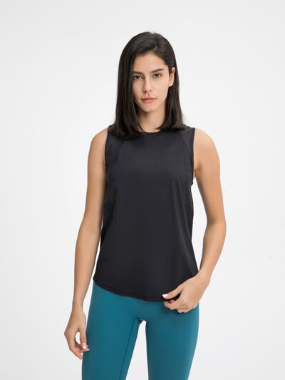 Hazel Blues® |  Millennia Cutout Back Round Neck Active Tank