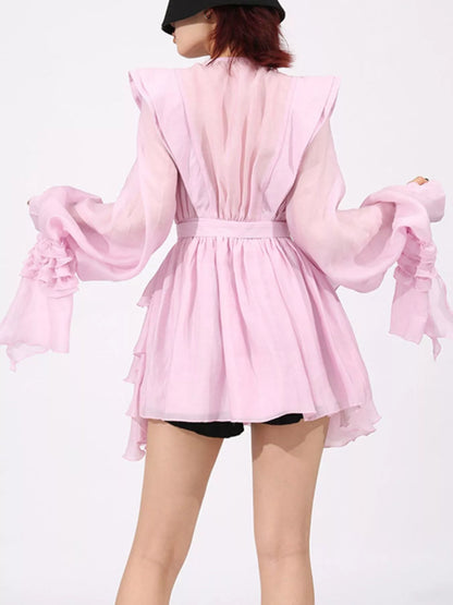 Hazel Blues® |  Ruffled Layered Long Sleeve Mini Dress