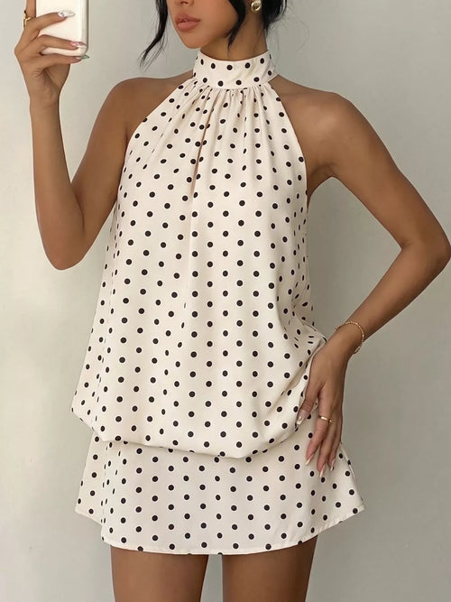 Hazel Blues® |  Polka Dot Halter Neck Mini Dress