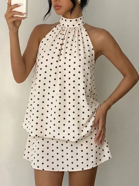 Hazel Blues® |  Polka Dot Halter Neck Mini Dress