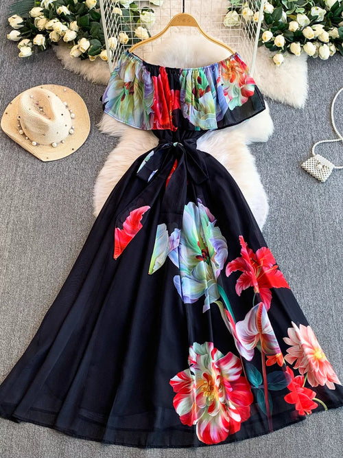 Hazel Blues® |  Floral Off-Shoulder A-Line Dress
