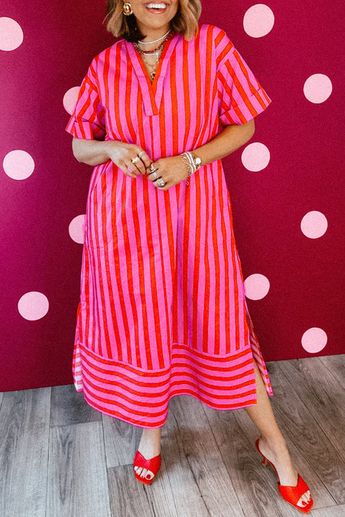 Hazel Blues® |  Stripe Right Dress | V-Neck Dress
