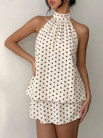 Hazel Blues® |  Polka Dot Halter Neck Mini Dress