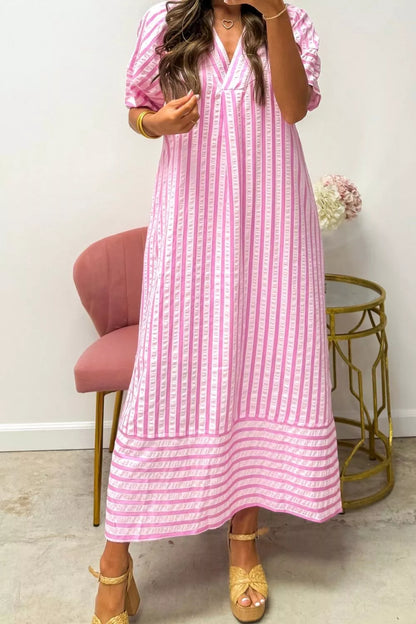Stripe Right Dress | Striped V-Neck Dress