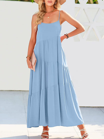 Hazel Blues® |  Ruched Tiered Spaghetti Strap Dress