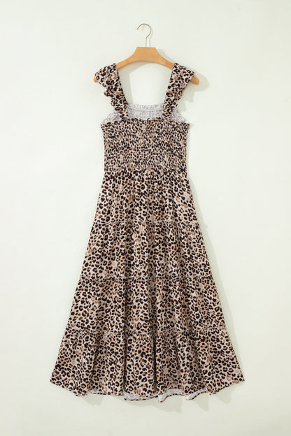 Hazel Blues® |  Sassy Spots Maxi Dress | Leopard Ruffle Maxi Dress