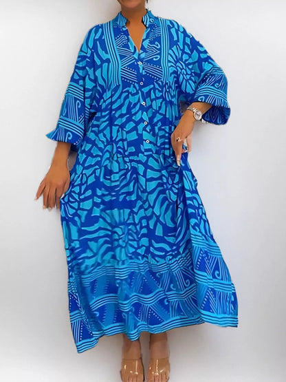 Hazel Blues® |  Printed Button Front Midi Dress