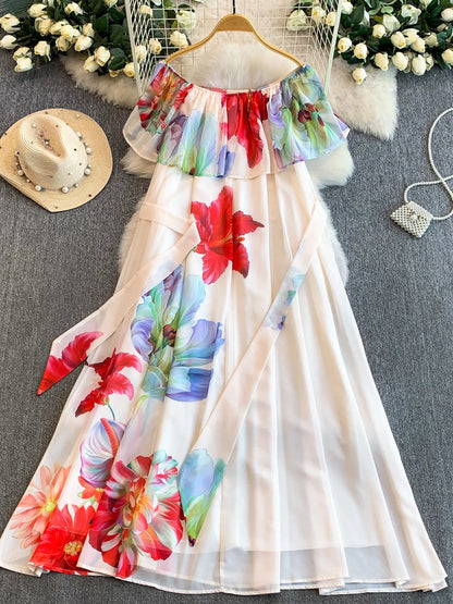Hazel Blues® |  Floral Off-Shoulder A-Line Dress
