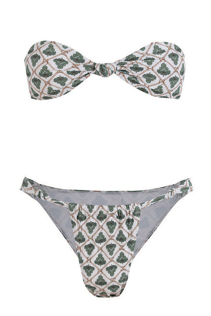 Sexy Floral Strapless Bikini Low Rise Tie Side Bikini Sets