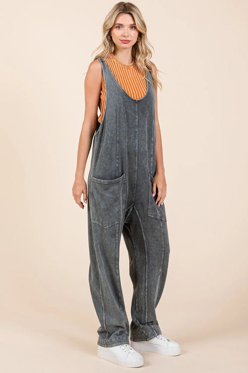 Hazel Blues® |  Mittoshop Mineral Wash Relaxed Fit Sleeveless Harem Jumpsuit