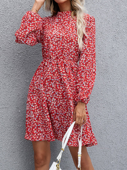 Hazel Blues® |  Floral Mock Neck Long Sleeve Dress