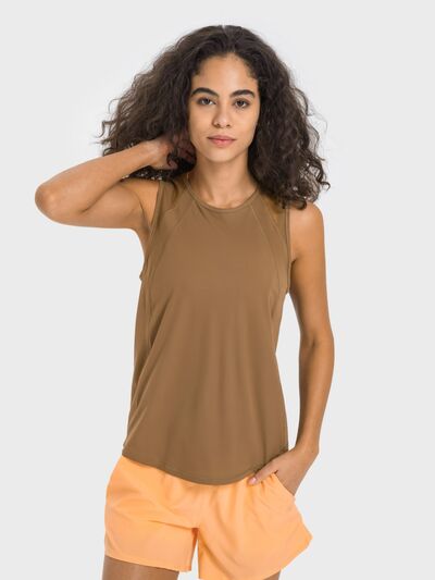 Hazel Blues® |  Millennia Cutout Back Round Neck Active Tank