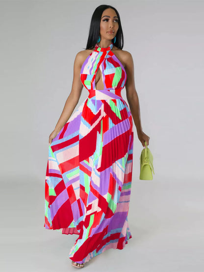 Sunny Stroll Dress | Pleated Halter Dress