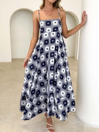 Hazel Blues® |  Printed Square Neck Midi Cami Dress