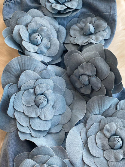 Hazel Blues® |  Floral Applique Strapless Denim Dress