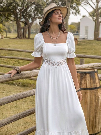 Hazel Blues® |  Square Neck Flounce Sleeve Midi Dress