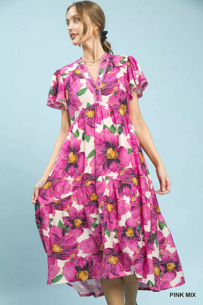Hazel Blues® |  Sunday Bloom Dress | Floral Tiered Dress