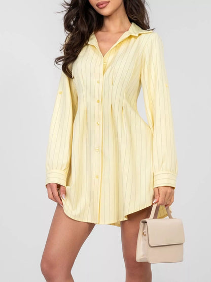 Hazel Blues® |  Striped Button-Down Mini Dress