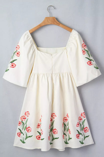Hazel Blues® |  Floral Puff Sleeve Babydoll Dress